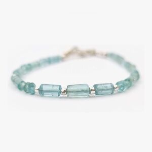 NIB~Dainty Blue Apatite Cylindrical Beaded Bracelet